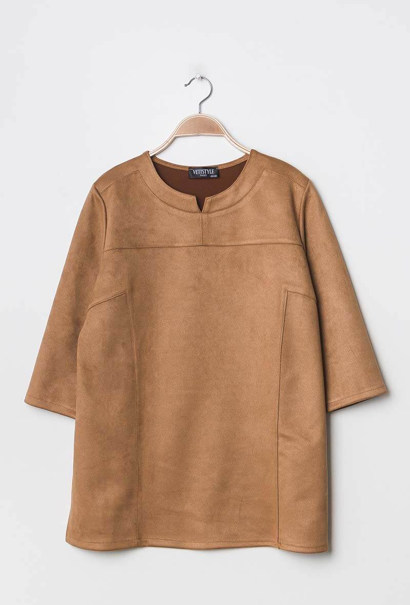 Plus Size Suede Tunic