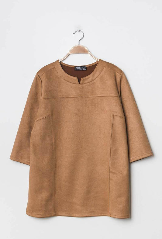 Plus Size Suede Tunic