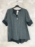 Plus Size Cotton tunic striped with half long sleeves T38 to T48