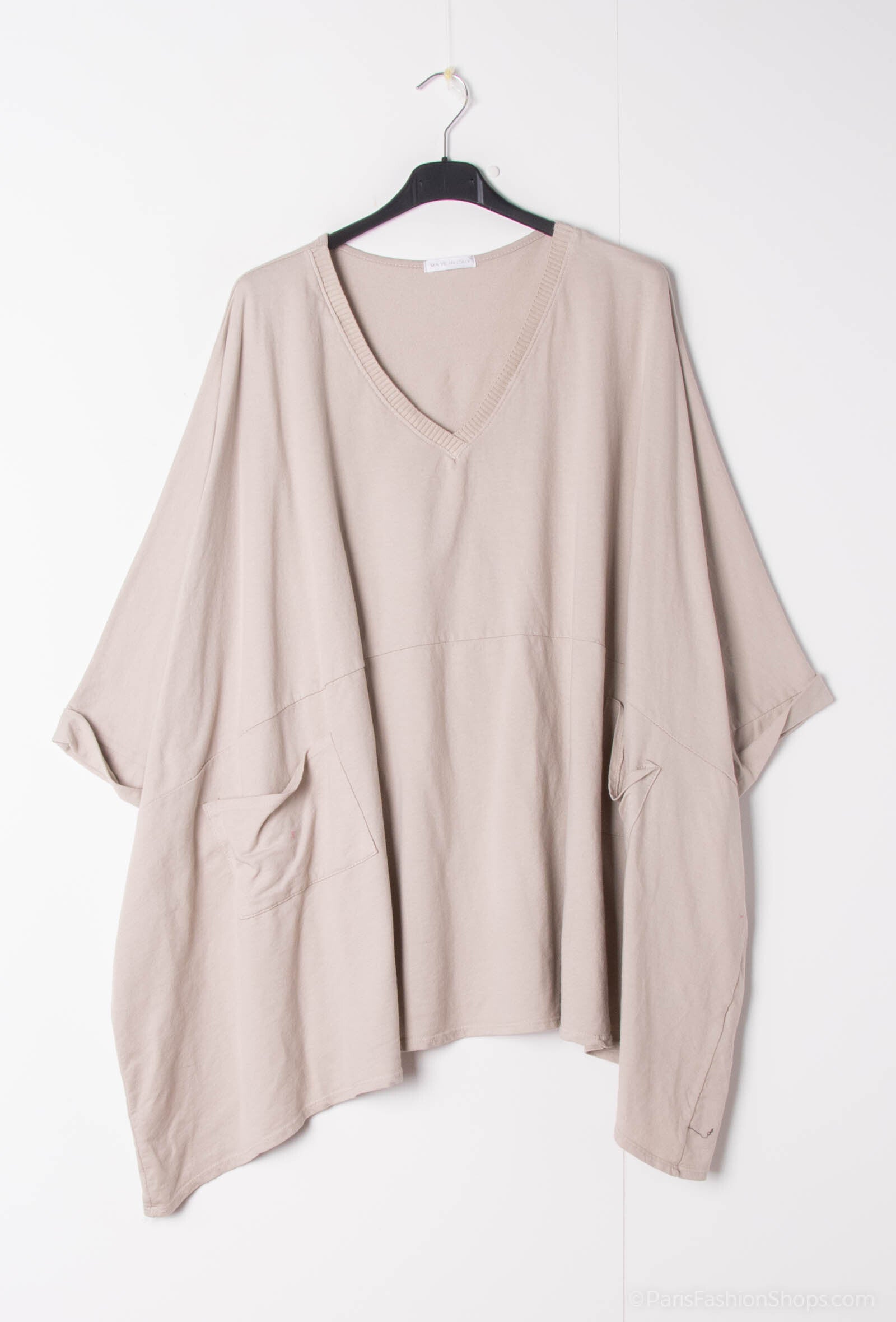 Plus Size Oversized Tunic i Bomull med 2 Framtillfickor