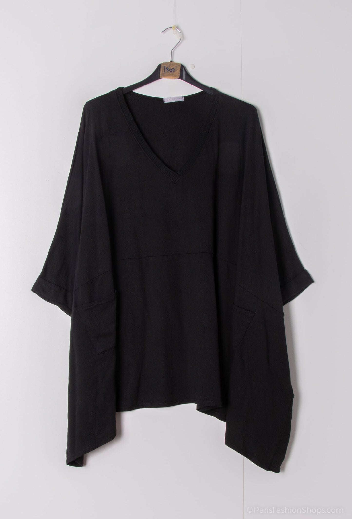 Plus Size Cotton oversized tunic with 2 front pockets