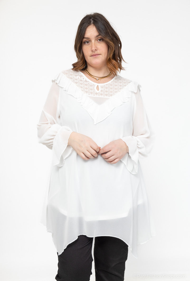 Plus Size Lace Chiffon Tunika