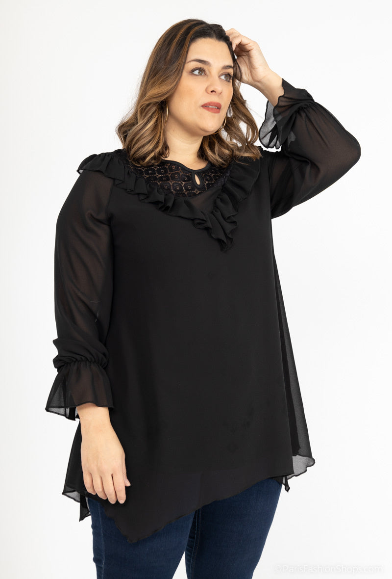 Plus Size Lace Chiffon Tunika