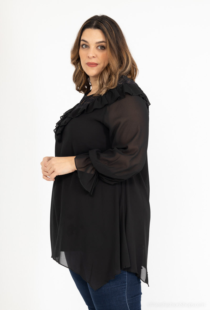 Plus Size Lace Chiffon Tunika