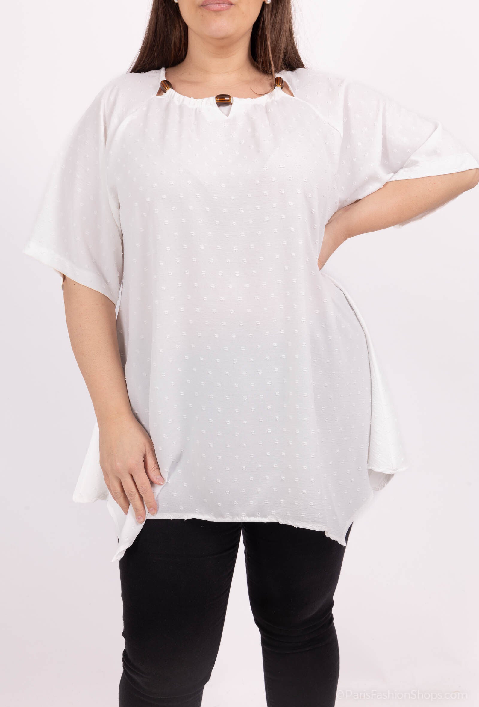 Plus Size Oasted collar flared tunic