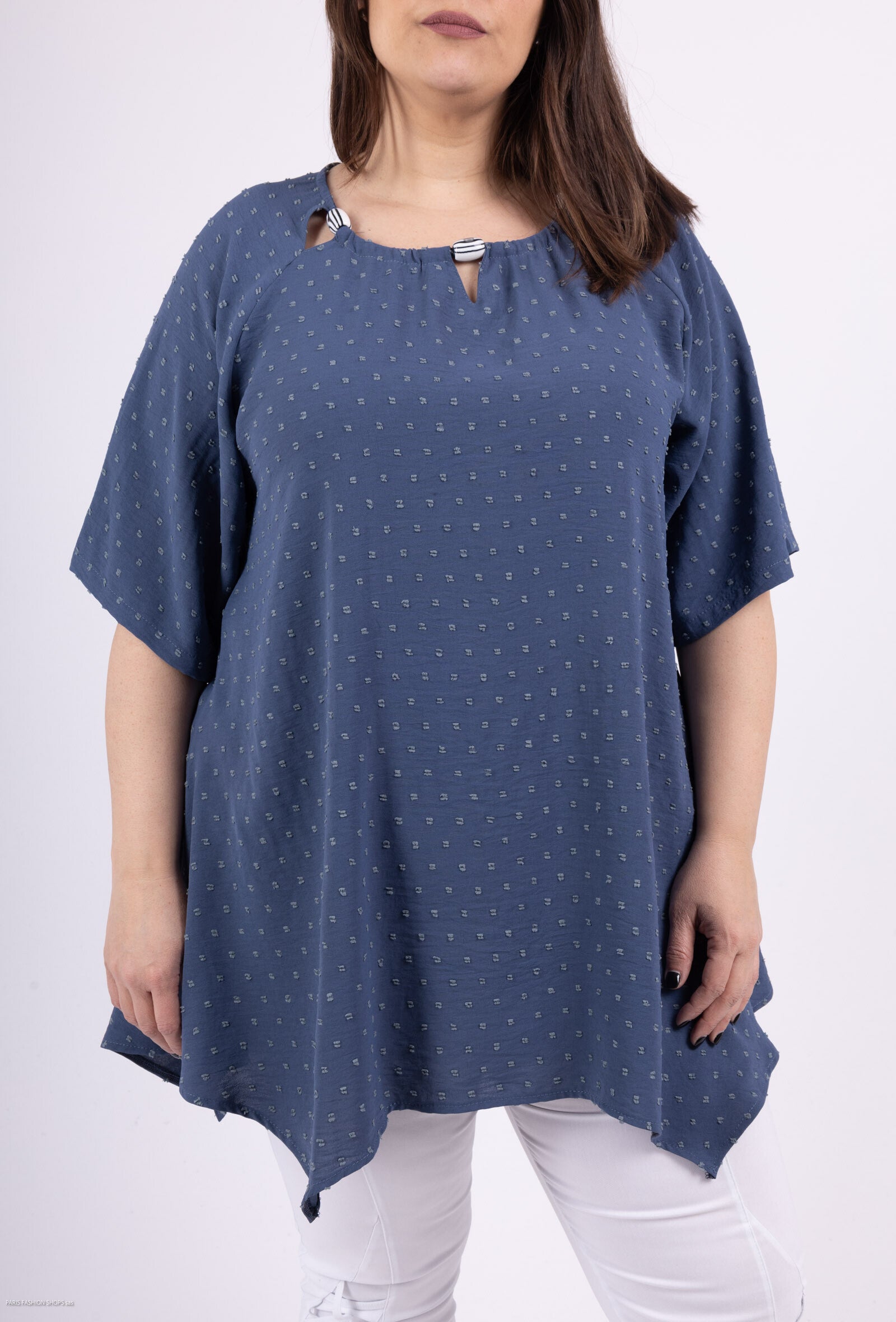 Plus Size Oasted Collar Flared Tunic