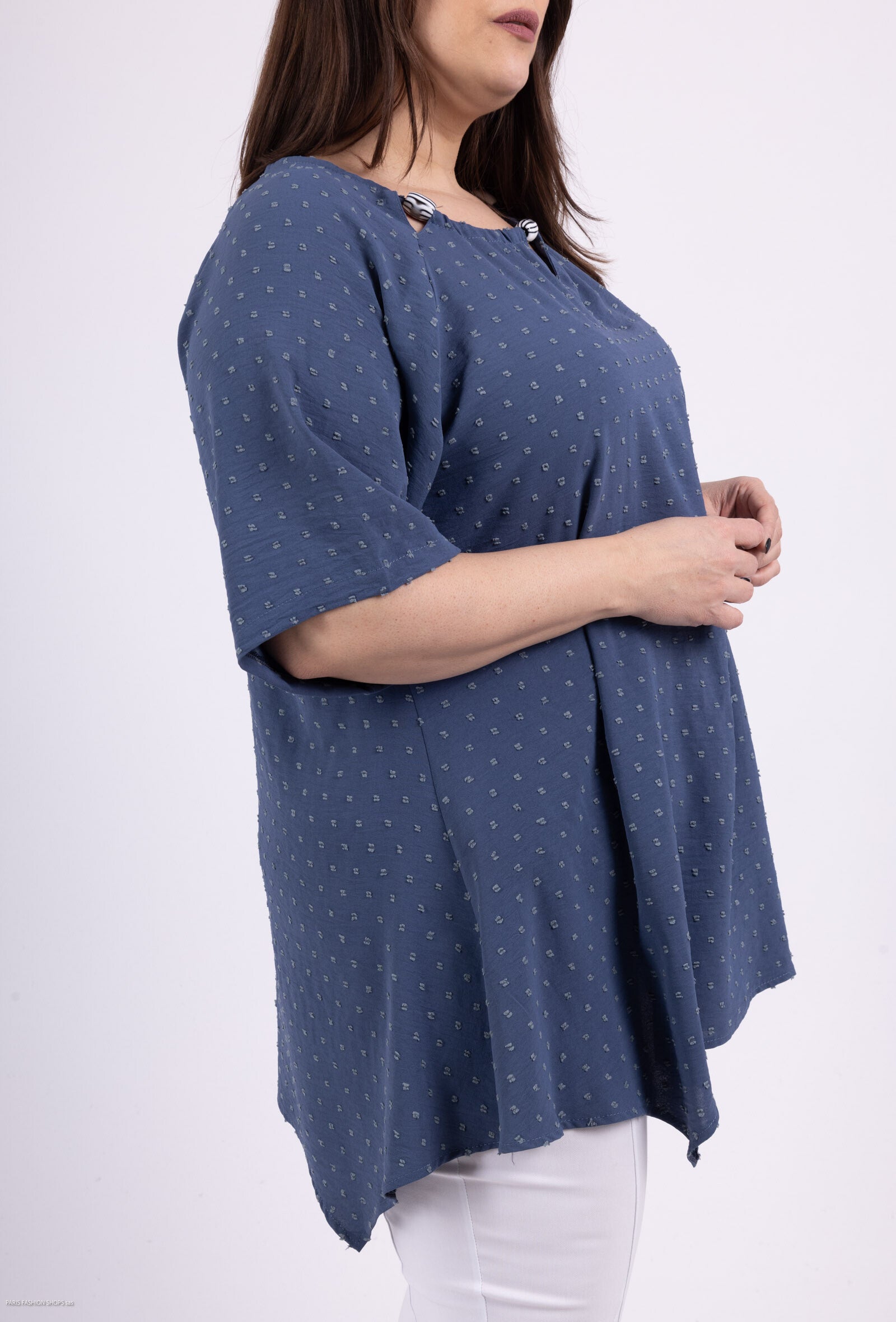 Plus Size Oasted Collar Flared Tunic