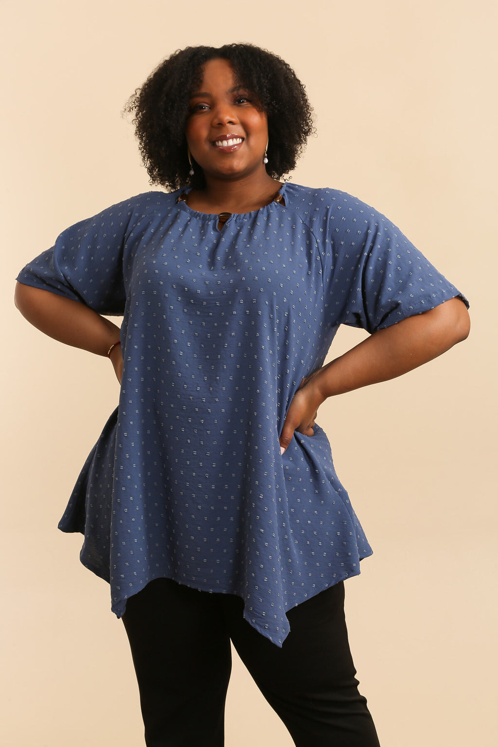 Oasted collar flared tunic i Stor Storlek