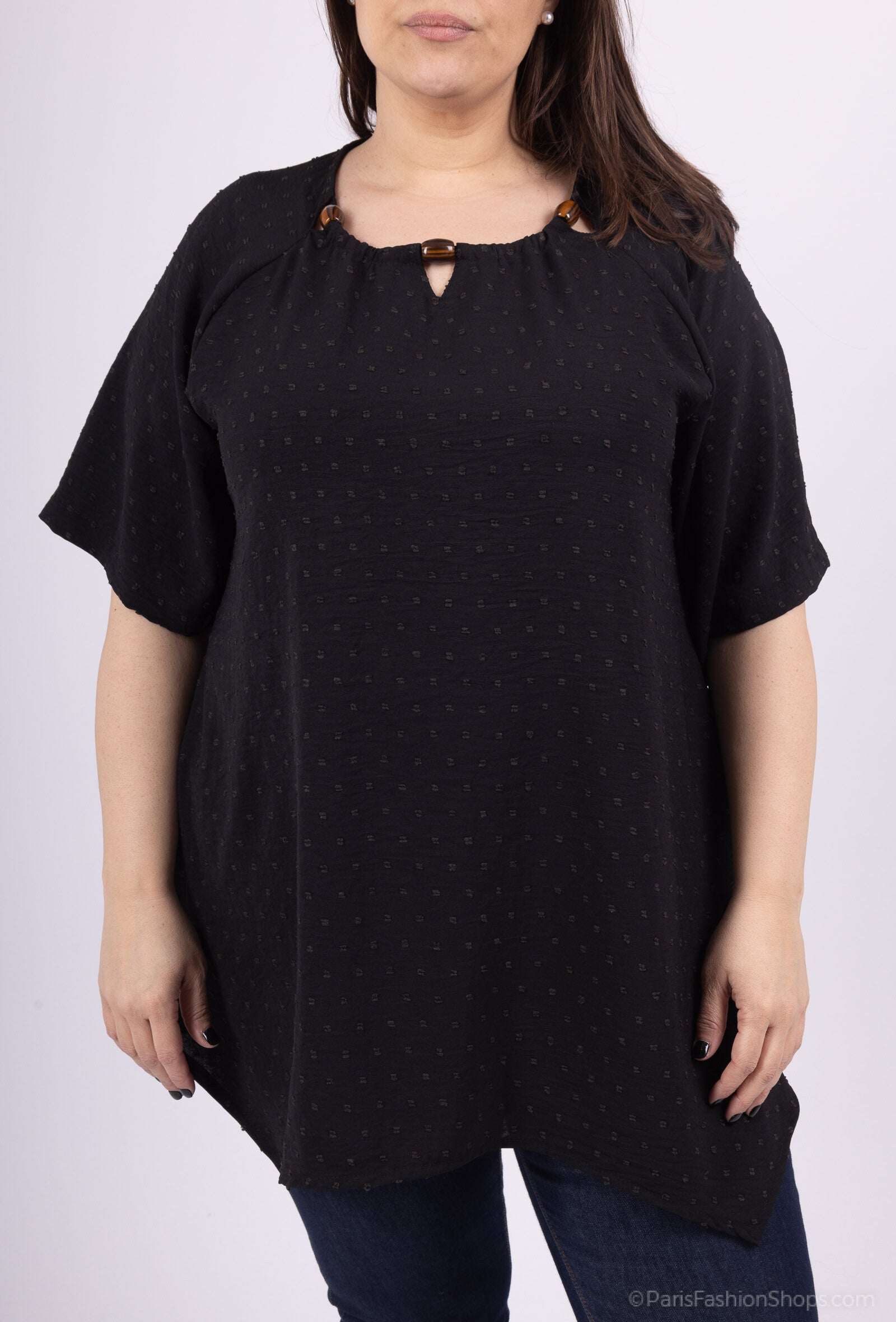 Plus Size Oasted Collar Flared Tunic
