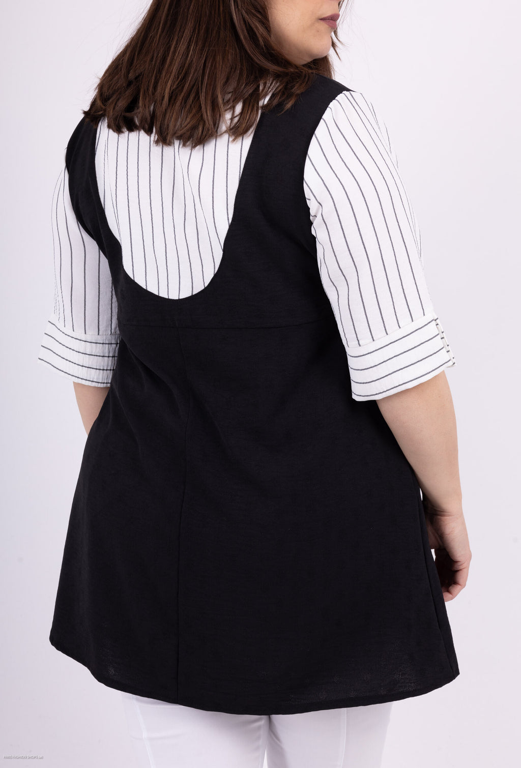 Plus Size Faux Two-Piece Striped Tunic