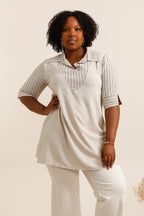 False two -piece striped tunic with united i Stor Storlek