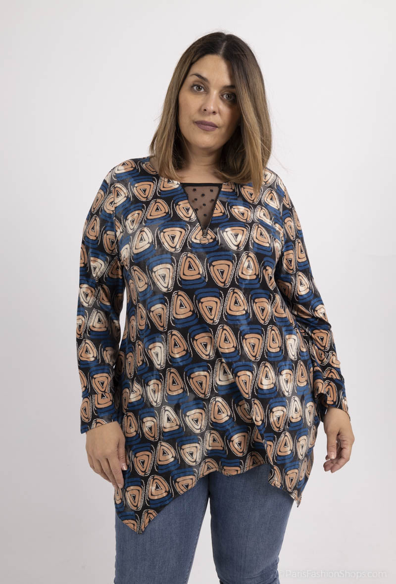 Plus Size Flared Printed Tunic