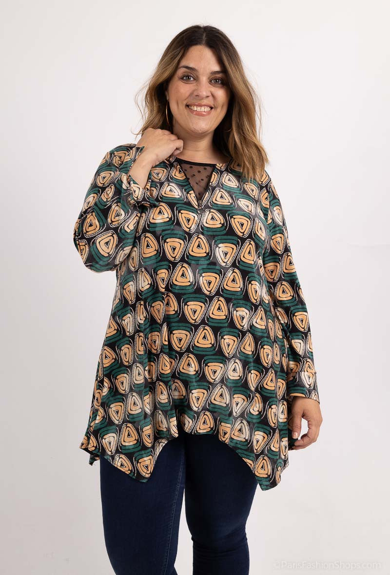 Plus Size Flared Printed Tunic