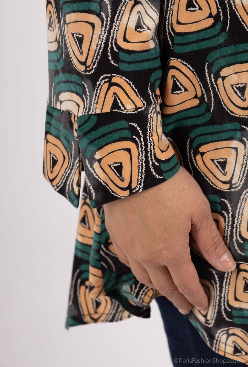 Plus Size Flared Printed Tunic