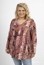 Plus Size V-neck Tryckt Tunika
