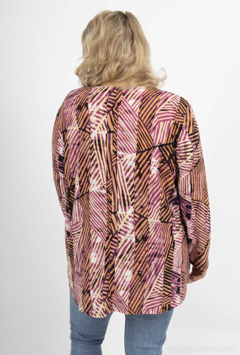 Plus Size V-neck Tryckt Tunika