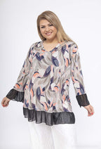 Plus Size V-neck tryckt tunika