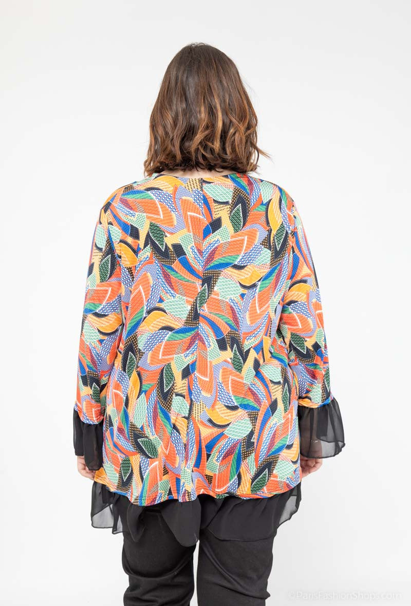 Plus Size V-ringad tryckt tunika