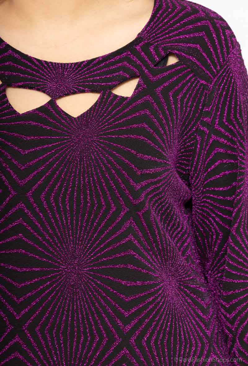 Plus Size Sequined Tunic med Öppen Krage