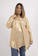Plus Size Flared V-neck Sequin Tunic
