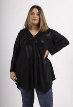 Plus Size Flared V-neck Sequin Tunic