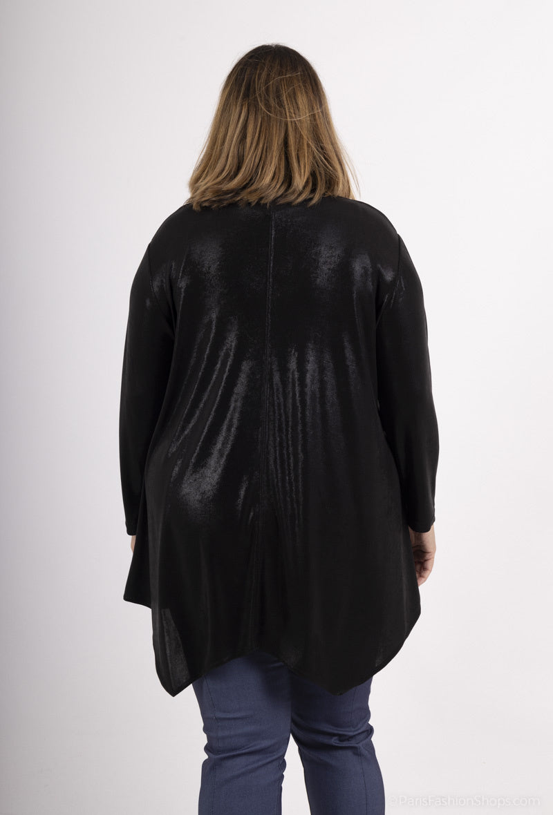 Plus Size Flared V-neck Sequin Tunic