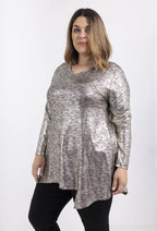 Plus Size Paljetter Tunika med Korsad Rygg