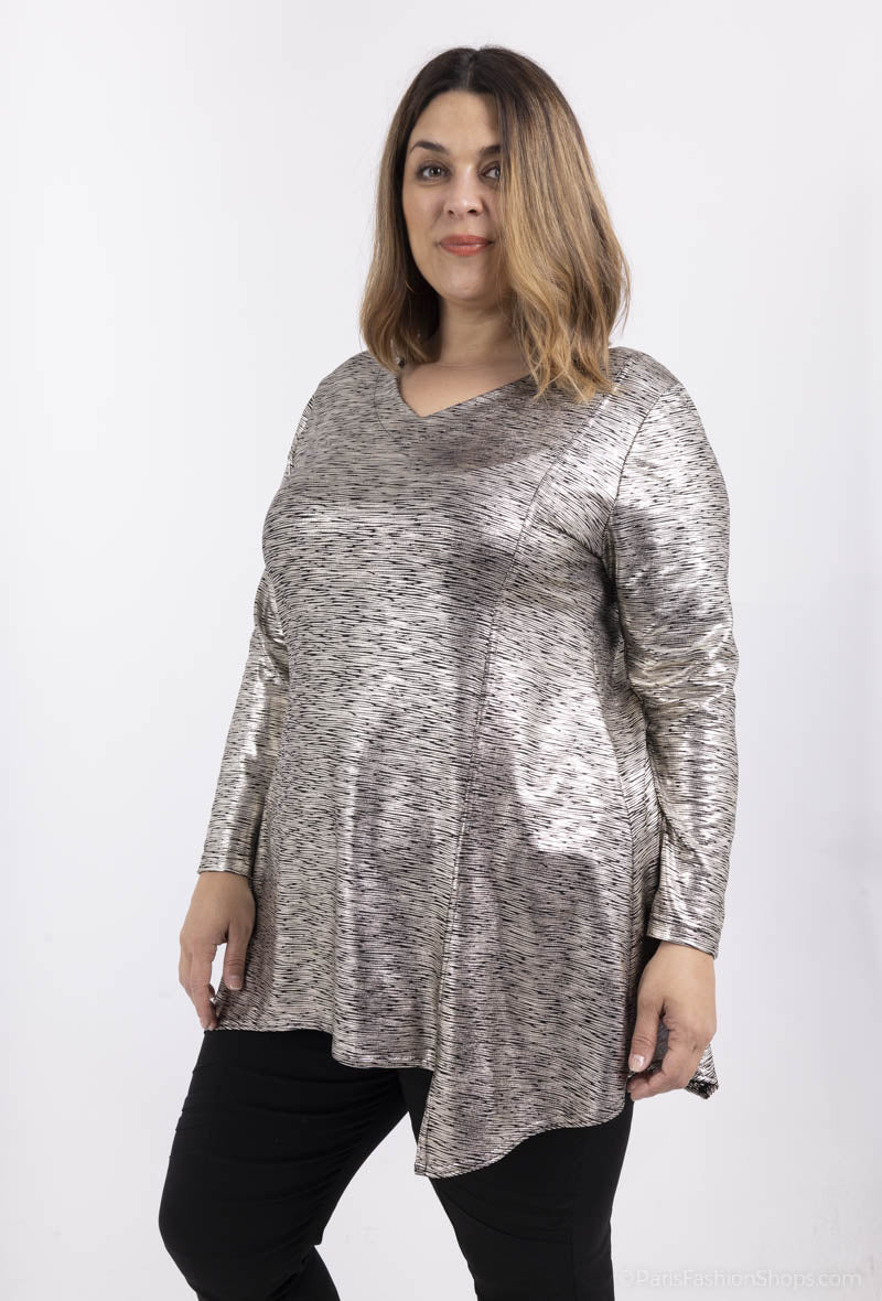 Plus Size Paljetter Tunika med Korsad Rygg