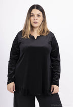 Plus Size Paljetter Velvet Tunika med Halvcirkelformad Halsringning