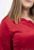 Plus Size Paljetter Velvet Tunika med Halvcirkelformad Halsringning
