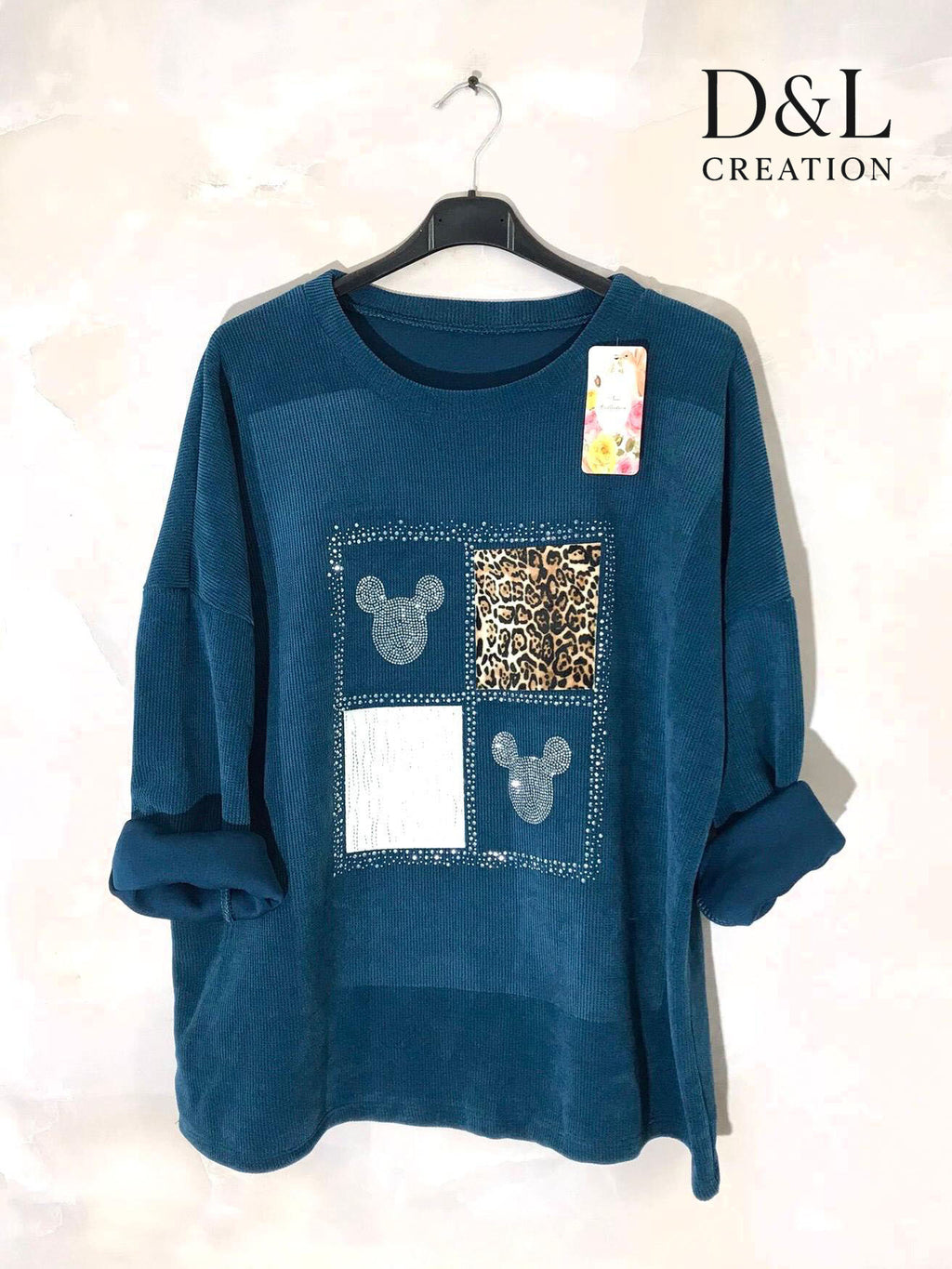 Sammetstunika med Mickey-motiv i storlek T38 till T52+