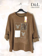 Velvet tunic with Mickey print sizes T38 to T52+ i Stor Storlek