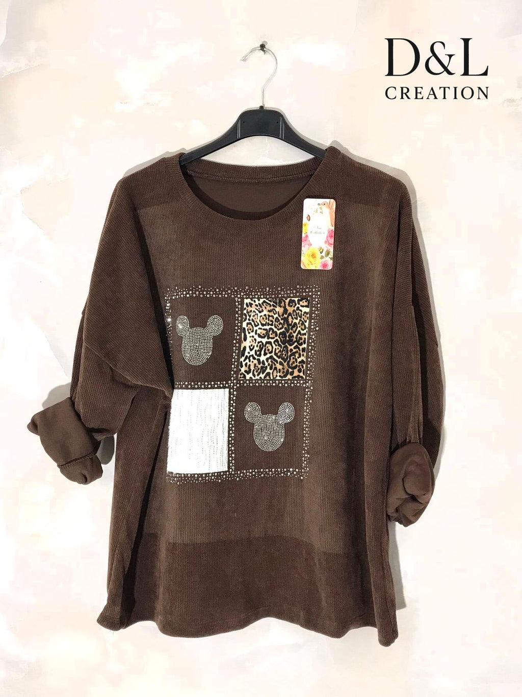 Sammetstunika med Mickey-motiv i storlek T38 till T52+