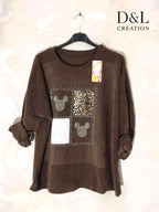 Sammetstunika med Mickey-motiv i storlek T38 till T52+