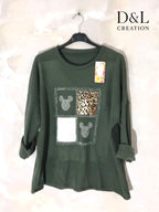 Velvet tunic with Mickey print sizes T38 to T52+ i Stor Storlek