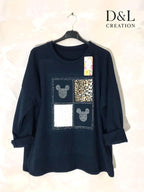 Velvet tunic with Mickey print sizes T38 to T52+ i Stor Storlek