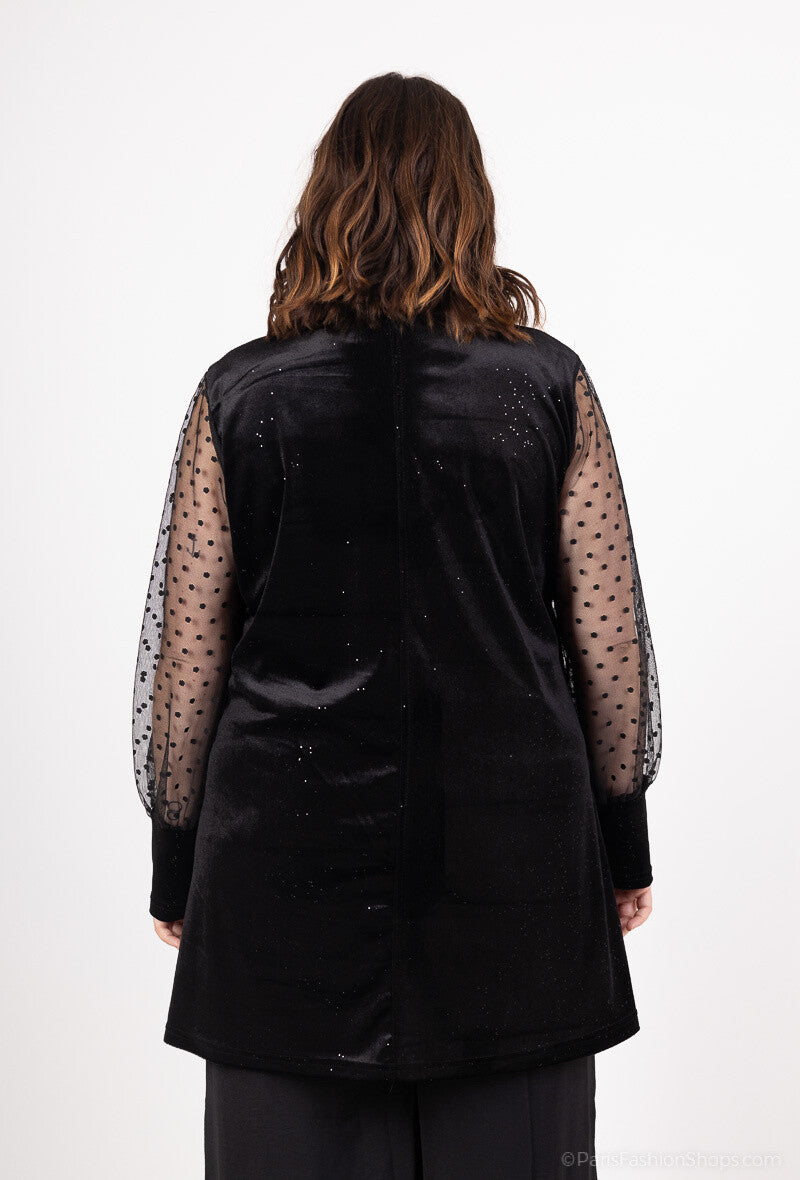 Plus Size Velvet Tunic med Pailletter i Plumetis