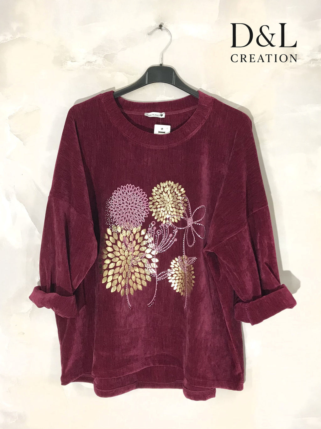 Sammets Tunik med Maskrostryck i Storlekar T38 till T54