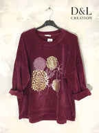 Sammets Tunik med Maskrostryck i Storlekar T38 till T54