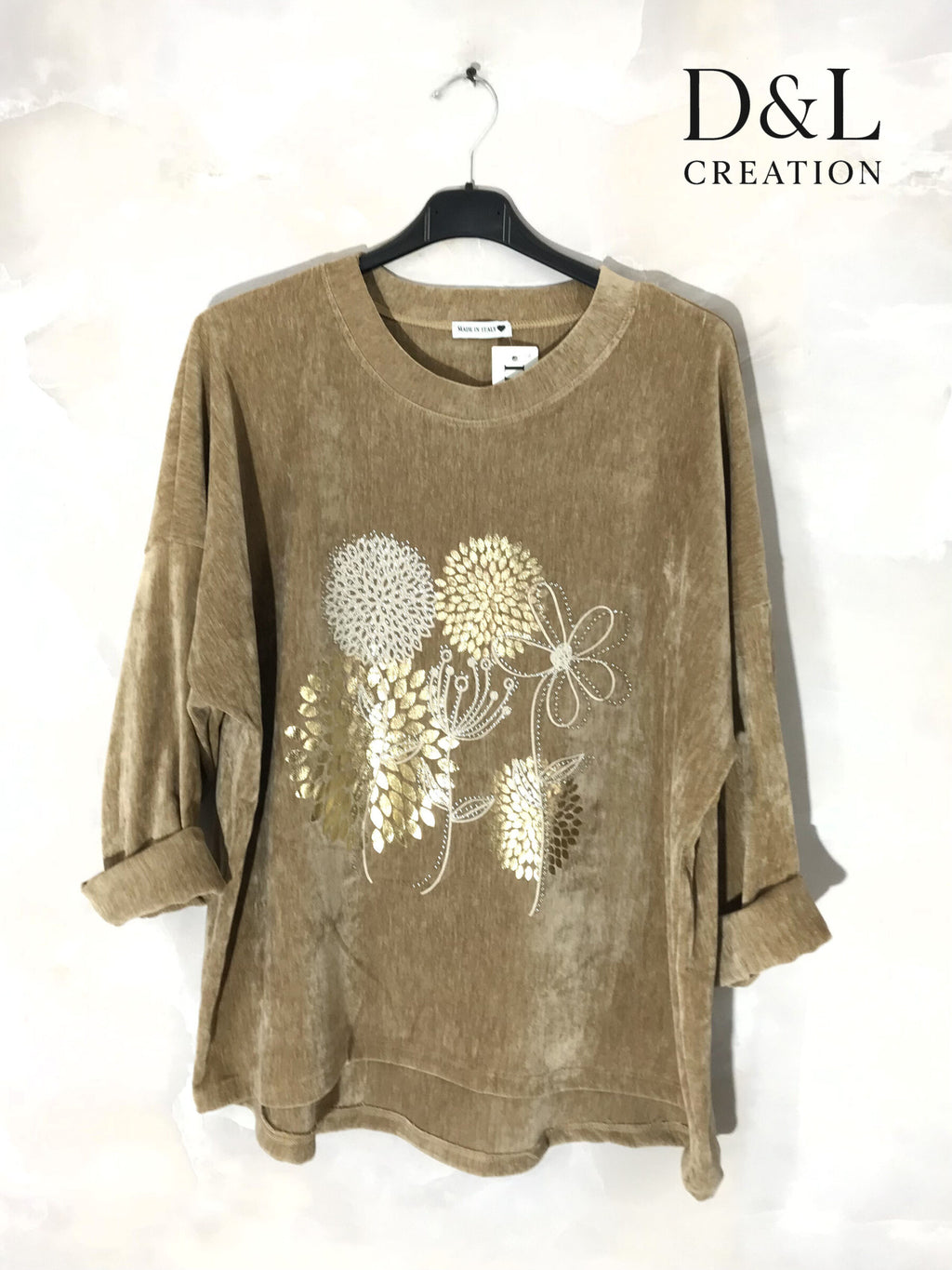 Sammets Tunik med Maskrostryck i Storlekar T38 till T54