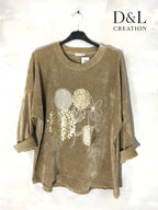 Sammets Tunik med Maskrostryck i Storlekar T38 till T54