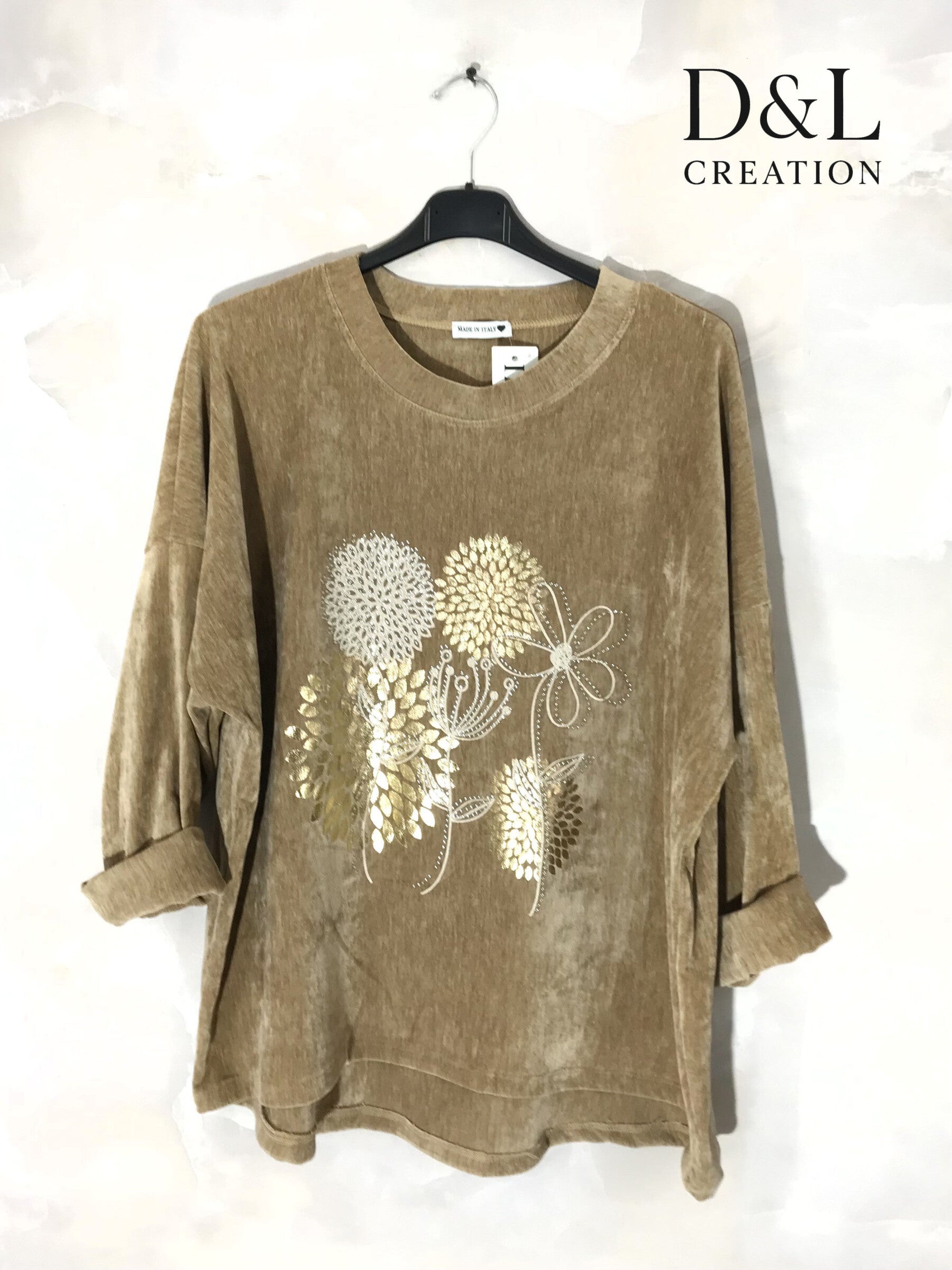 Sammets Tunik med Maskrostryck i Storlekar T38 till T54