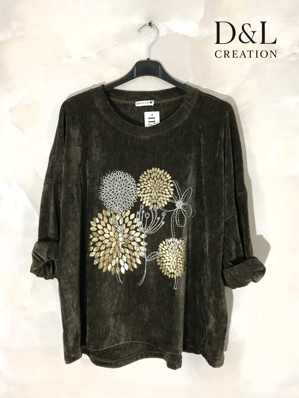 Sammets Tunik med Maskrostryck i Storlekar T38 till T54