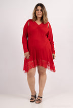 Plus Size Viskos Tunik med Spetsdetalj