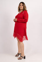 Plus Size Viskos Tunik med Spetsdetalj