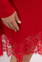 Plus Size Viskos Tunik med Spetsdetalj