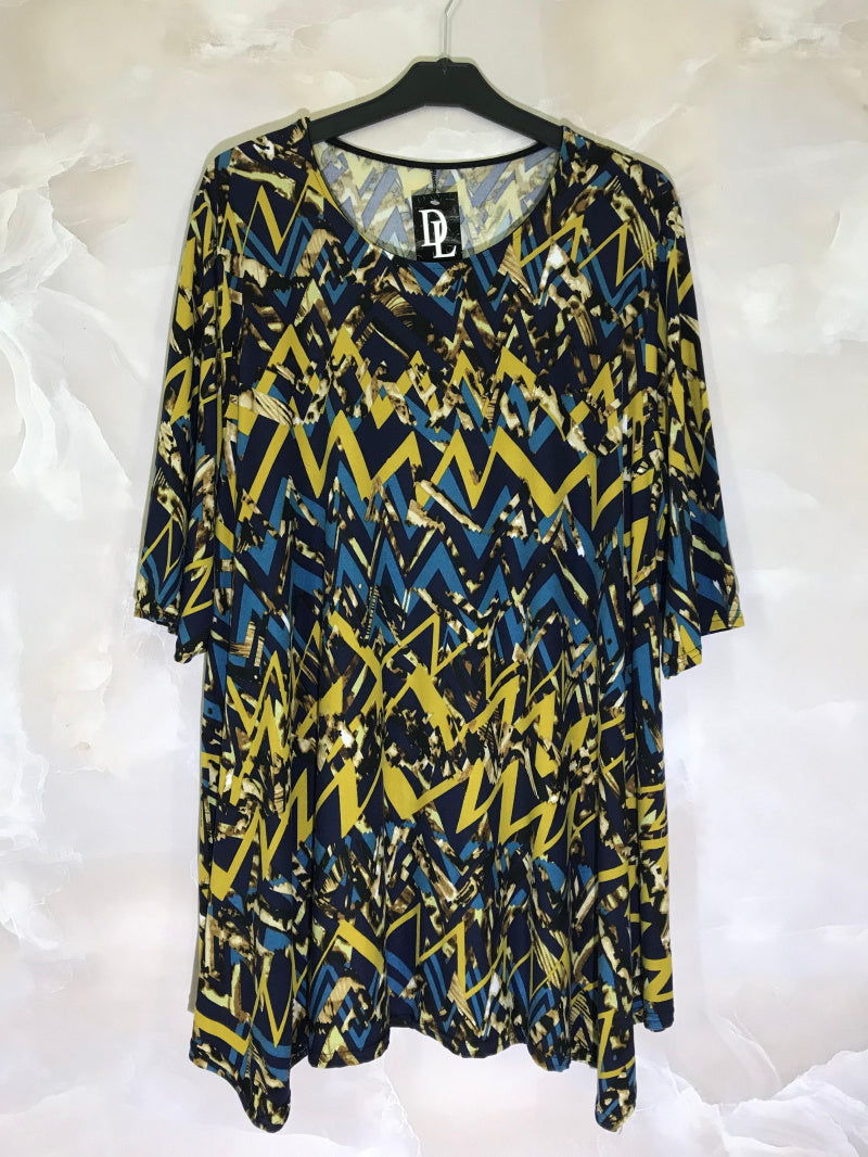 Plus Size Flared tunic with half-length sleeves in “swimsuit” material