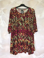 Plus Size Flared Tunic med Halvlånga Ärmar i Badklädesmaterial