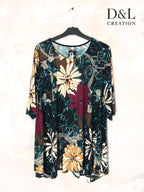 Flared tunic with mid-length sleeves