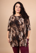 Flared tunic with mid-length sleeves